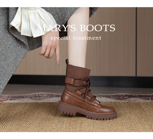 Skarpetki buty damskie z grubymi podeszwami do połowy łydki, jesień/zima, duży rozmiar, czarne, dzianinowe - Wianko - 2