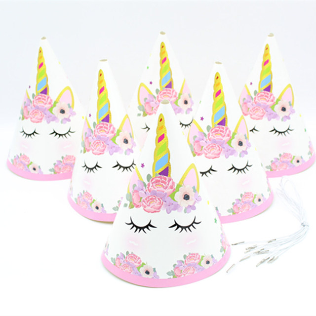 Impreza jednorożec Paper Cap Pink For Kids Party fluorescent Baby Shower - Wianko - 1