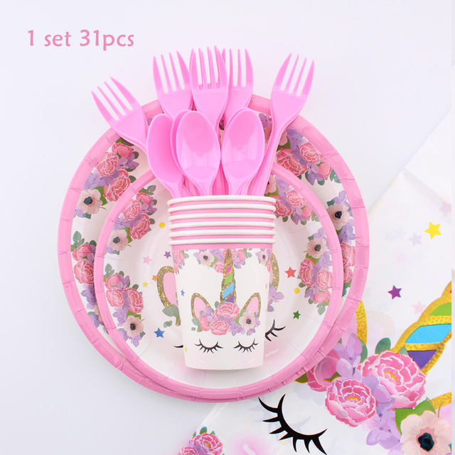 Impreza jednorożec Paper Cap Pink For Kids Party fluorescent Baby Shower - Wianko - 24
