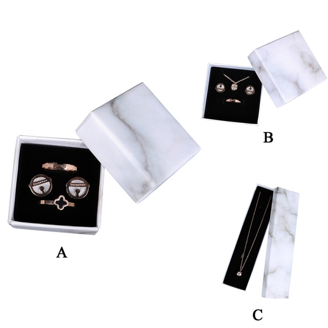 Marmurowy zestaw pudełek na biżuterię - do prezentowania i przechowywania naszyjników, bransoletek i zegarków - Wianko - 1