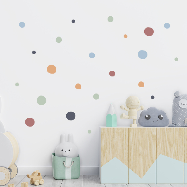 Naklejki ścienne z kolorowymi kropkami dla dzieci, dekoracja do pokoju dziecinnego - Wianko - 2