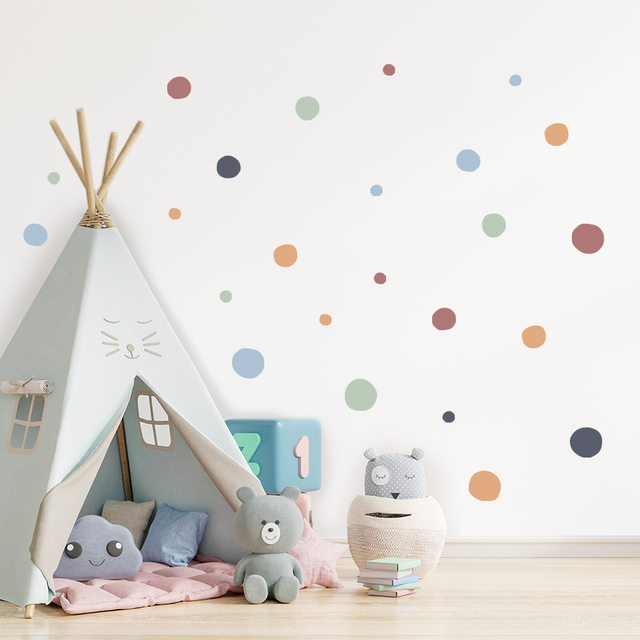 Naklejki ścienne z kolorowymi kropkami dla dzieci, dekoracja do pokoju dziecinnego - Wianko - 5