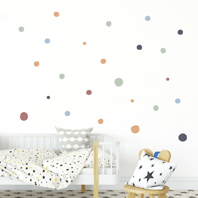 Naklejki ścienne z kolorowymi kropkami dla dzieci, dekoracja do pokoju dziecinnego - Wianko - 3