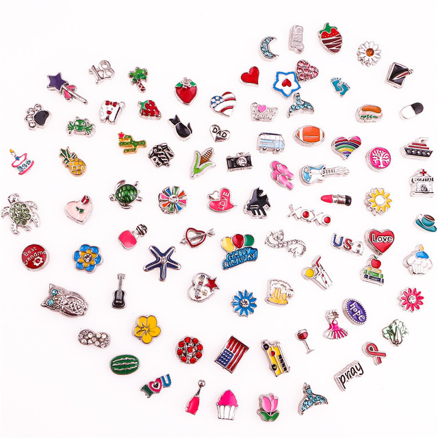 Medalion naszyjnik z mieszanych stylów - 20 sztuk: szminka, kwiaty, zwierzęta, żółwie, pływające amulety - biżuteria dla kobiet - Wianko - 1