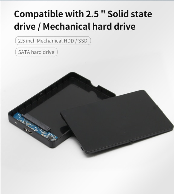 Obudowa HDD USB 3.0/2.0 TISHRIC dla dysków SSD zewnętrznych 2.5 SATA do 10TB 5 Gb/s - Wianko - 7