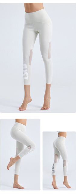 Damskie spodnie do jogi z siatką i elastycznymi legginsami nadrukiem liter - letnia nowość - Wianko - 9