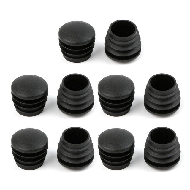 Czarne osłonki na nóżki mebli z tworzywa sztucznego - zestaw 10 sztuk, na rury o kształcie okrągłym L69A - Wianko - 4