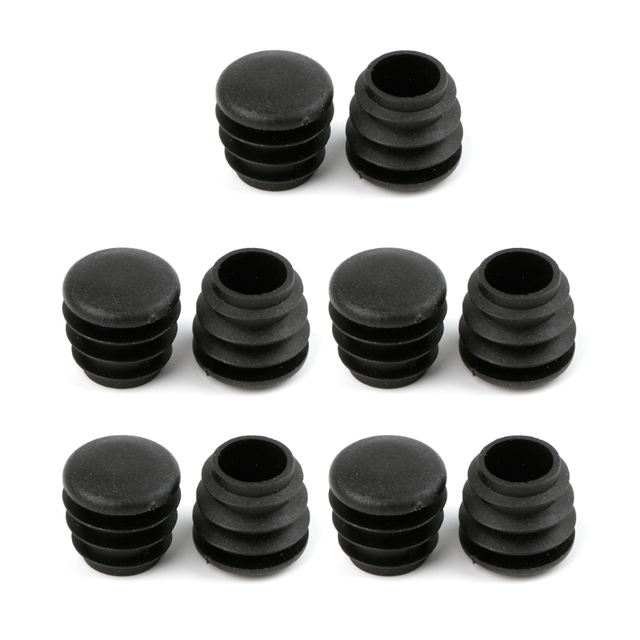 Czarne osłonki na nóżki mebli z tworzywa sztucznego - zestaw 10 sztuk, na rury o kształcie okrągłym L69A - Wianko - 5