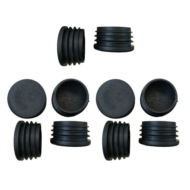 Czarne osłonki na nóżki mebli z tworzywa sztucznego - zestaw 10 sztuk, na rury o kształcie okrągłym L69A - Wianko - 2