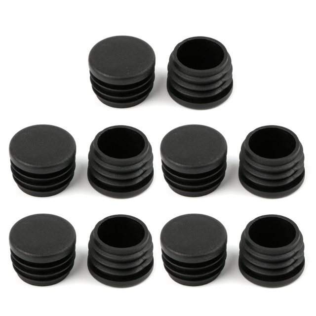 Czarne osłonki na nóżki mebli z tworzywa sztucznego - zestaw 10 sztuk, na rury o kształcie okrągłym L69A - Wianko - 6