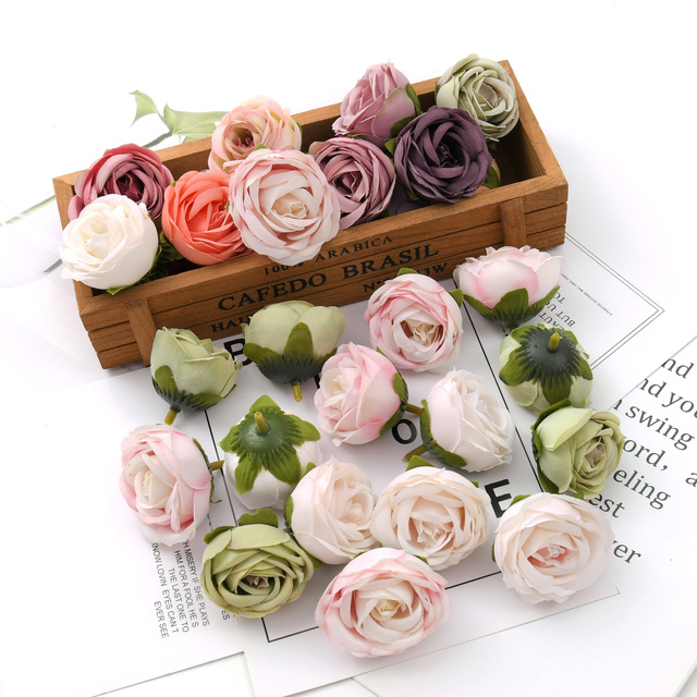 50 sztuk białych pąków róż sztucznych kwiatów jedwabnych o średnicy 4 cm - dekoracje ślubne, wieniec DIY, scrapbooking, rzemiosło - Wianko - 12