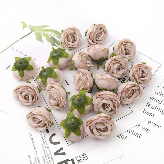 50 sztuk białych pąków róż sztucznych kwiatów jedwabnych o średnicy 4 cm - dekoracje ślubne, wieniec DIY, scrapbooking, rzemiosło - Wianko - 21