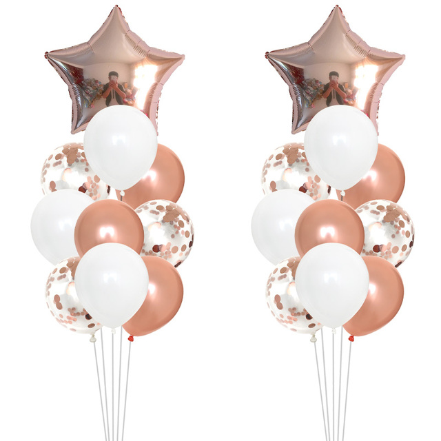 Balony dekoracyjne ślubne - 20 sztuk, różowe złoto, mieszane kształty - idealne na urodziny, baby shower, wieczór panieński - Wianko - 1