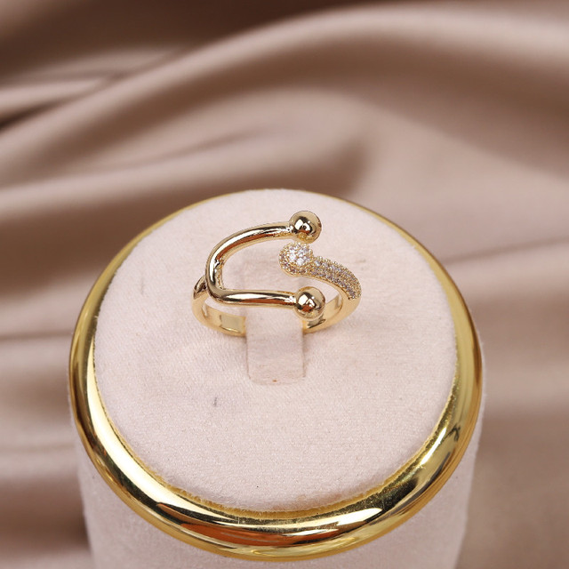 Pierścień damska biżuteria z literą U i cyrkoniami - Koreański nowy projekt - Wianko - 6
