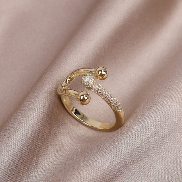 Pierścień damska biżuteria z literą U i cyrkoniami - Koreański nowy projekt - Wianko - 2
