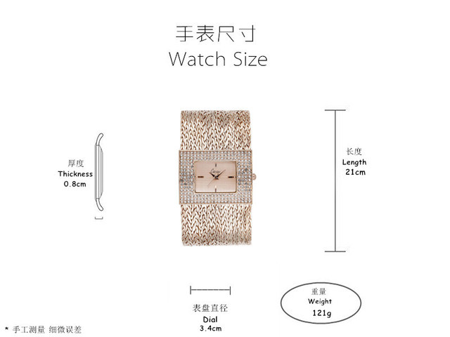 Zegarek damski 2021 Cacaxi z ruchem kwarcowym, stal nierdzewna w kolorze różowego złota, diamentowa bransoletka - Wianko - 4
