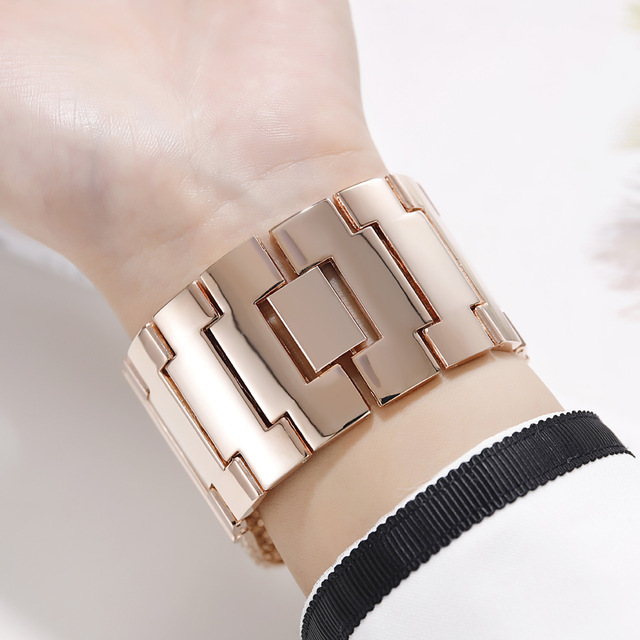 Zegarek damski 2021 Cacaxi z ruchem kwarcowym, stal nierdzewna w kolorze różowego złota, diamentowa bransoletka - Wianko - 8