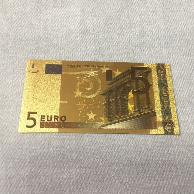 Zestaw 7 sztuk złotych banknotów Euro o nominałach 5, 10, 20, 50, 100, 200, 500 EUR z 24K złota, idealny do kolekcji banknotów - Wianko - 10