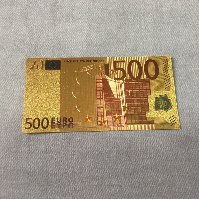 Zestaw 7 sztuk złotych banknotów Euro o nominałach 5, 10, 20, 50, 100, 200, 500 EUR z 24K złota, idealny do kolekcji banknotów - Wianko - 5