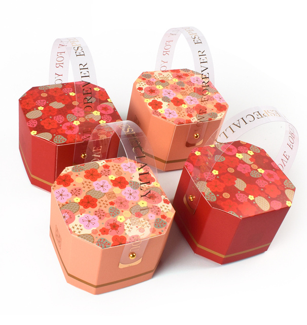 Czekoladki w plastikowym pudełku z torbą na prezent - 20/50/100 sztuk - małe ośmiokątne pudełko z chińskimi kwiatami - Wianko - 6