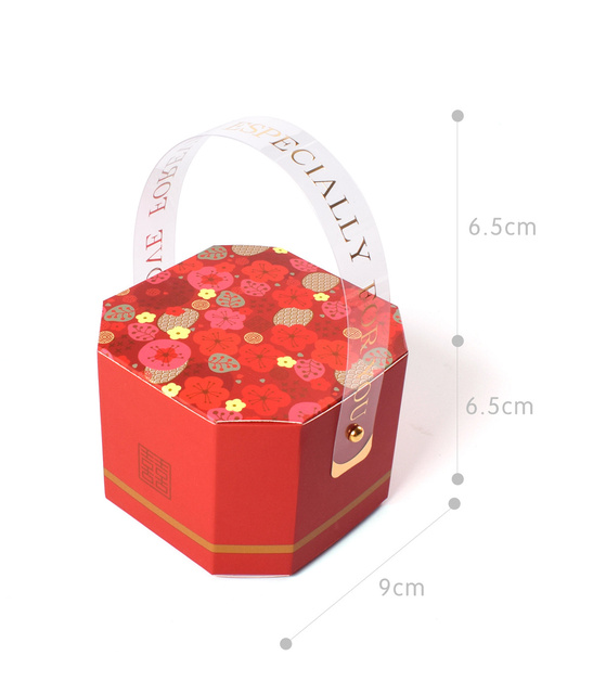 Czekoladki w plastikowym pudełku z torbą na prezent - 20/50/100 sztuk - małe ośmiokątne pudełko z chińskimi kwiatami - Wianko - 2