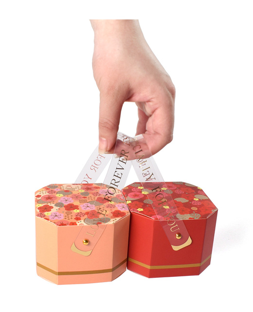 Czekoladki w plastikowym pudełku z torbą na prezent - 20/50/100 sztuk - małe ośmiokątne pudełko z chińskimi kwiatami - Wianko - 7
