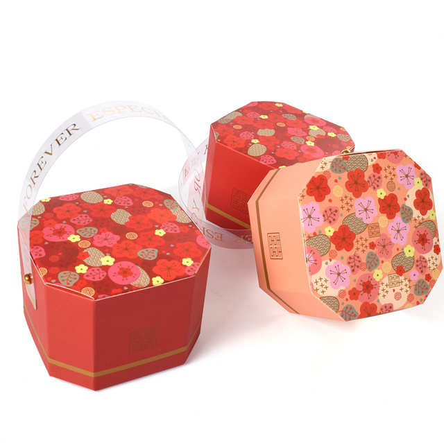 Czekoladki w plastikowym pudełku z torbą na prezent - 20/50/100 sztuk - małe ośmiokątne pudełko z chińskimi kwiatami - Wianko - 4