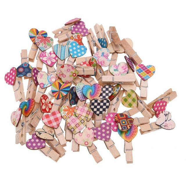 50 sztuk małych drewnianych spinaczy Love Heart do kart DIY, pocztówek i dekoracji ślubnych - Wianko - 9
