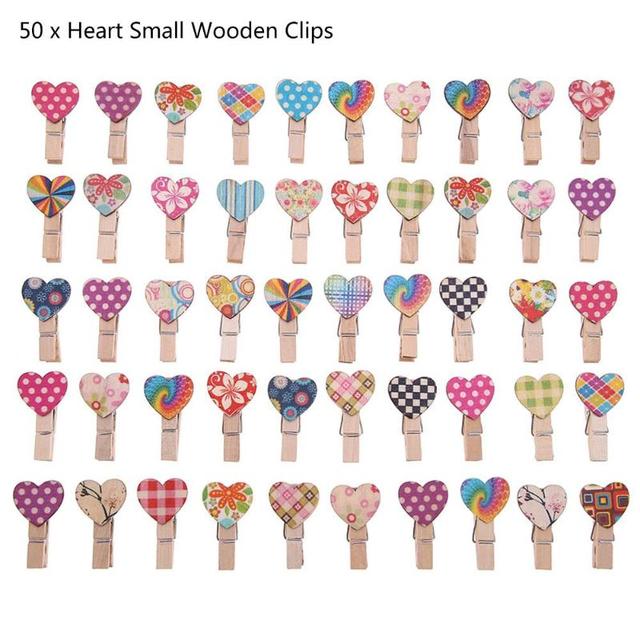 50 sztuk małych drewnianych spinaczy Love Heart do kart DIY, pocztówek i dekoracji ślubnych - Wianko - 4