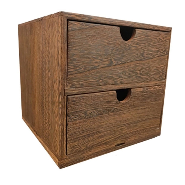 Drewniane pudełko z szufladą do przechowywania biżuterii i kosmetyków - Wianko - 1