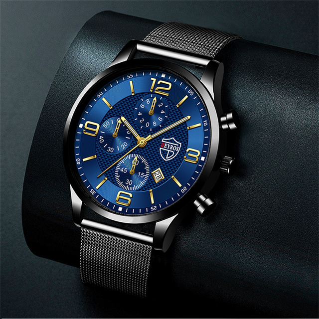 Zegarek męski luksusowy z ultra-cienką siatką ze stali nierdzewnej i paskiem ze skóry - Reloj hombre kwarcowy - Wianko - 11