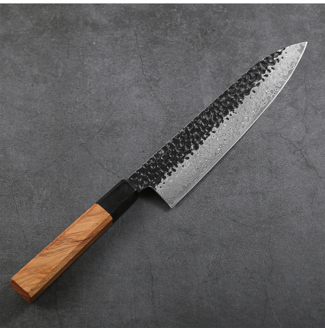 Nóż kuchenny Nakiri Cleaver Chef z 67-warstwową stalą Damascus, uchwytem z drewna oliwnego - Wianko - 6
