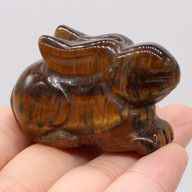 Naturalny ozdobny kamień w kształcie królika - mały ornament na biurko, do sypialni lub ogrodu - Wianko - 12