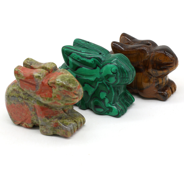 Naturalny ozdobny kamień w kształcie królika - mały ornament na biurko, do sypialni lub ogrodu - Wianko - 3