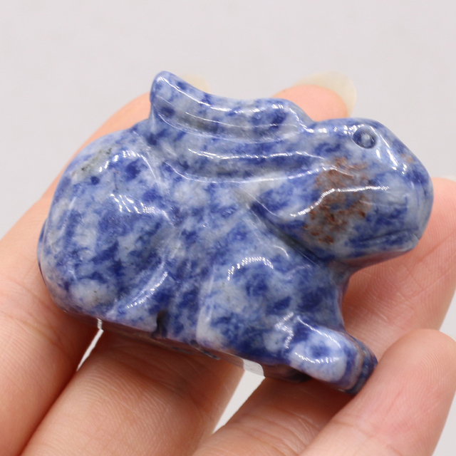 Naturalny ozdobny kamień w kształcie królika - mały ornament na biurko, do sypialni lub ogrodu - Wianko - 5
