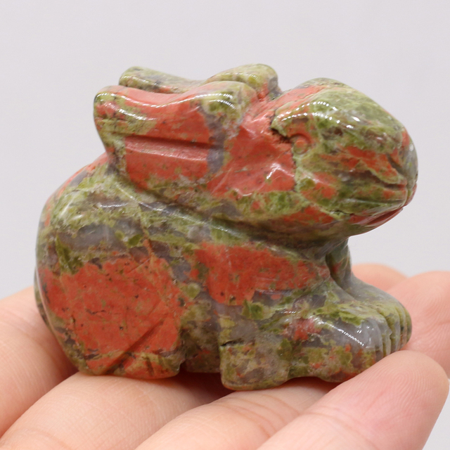 Naturalny ozdobny kamień w kształcie królika - mały ornament na biurko, do sypialni lub ogrodu - Wianko - 10