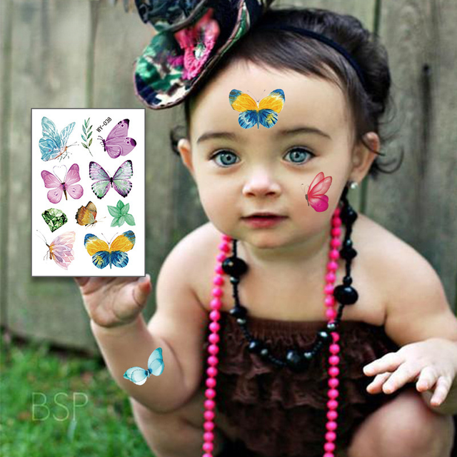Proste motylki kwiatowe - naklejki z tatuażami dla dzieci - tymczasowe tatuaże dla ciała - Wianko - 2