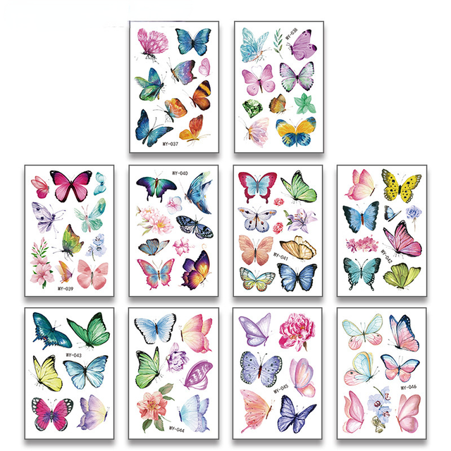 Proste motylki kwiatowe - naklejki z tatuażami dla dzieci - tymczasowe tatuaże dla ciała - Wianko - 3