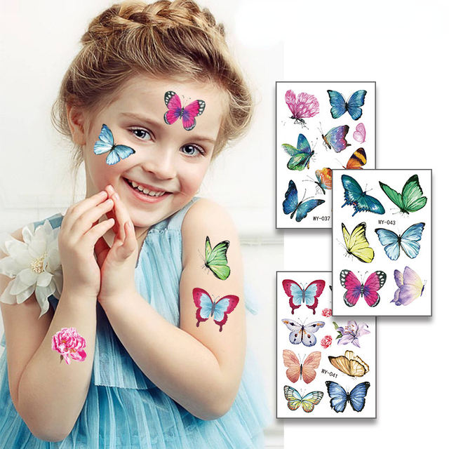 Proste motylki kwiatowe - naklejki z tatuażami dla dzieci - tymczasowe tatuaże dla ciała - Wianko - 1
