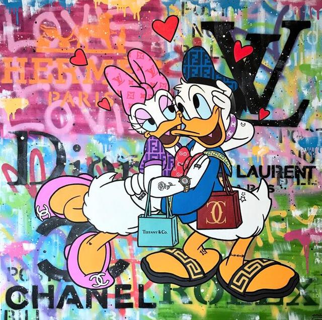 Obraz na płótnie Disney Art Fashion z motywem Myszki Miki i Kaczora Donalda - luksusowa dekoracja ściany w stylu artystycznym i graffitowym - Wianko - 7