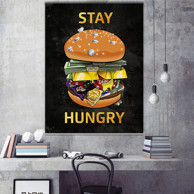 Plakat modułowy na płótnie Hamburger - Wall Art, malarstwo drukowane, pozostań głodny, luksusowa dekoracja wnętrza - Wianko - 3