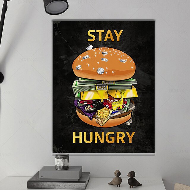 Plakat modułowy na płótnie Hamburger - Wall Art, malarstwo drukowane, pozostań głodny, luksusowa dekoracja wnętrza - Wianko - 5