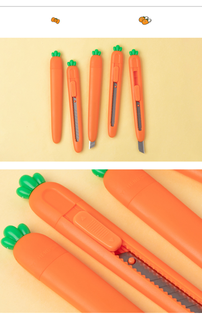 Mini nóż introligatorski Cartoon Kawaii - Piękny Mini marchewkowy, truskawkowy, ręcznie wykonany Cutter - idealny dla studentów i do szkoły - Wianko - 2