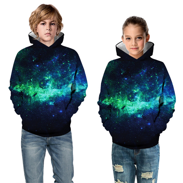 Bluza dziecięca Galaxy 3D Print mgławica, luźny płaszcz Junior Teen, topy sweter, chłopiec i dziewczynka, 5-14 lat, z kapturem - Wianko - 6