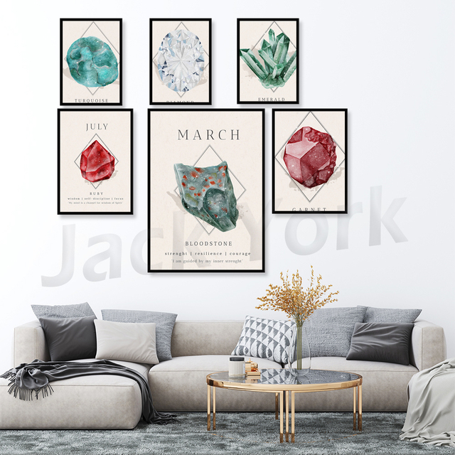 Akwarelowy plakat z cytatami i słowami inspiracji - Birthstone Wall Art - Mantra w stylu boho - Wianko - 7