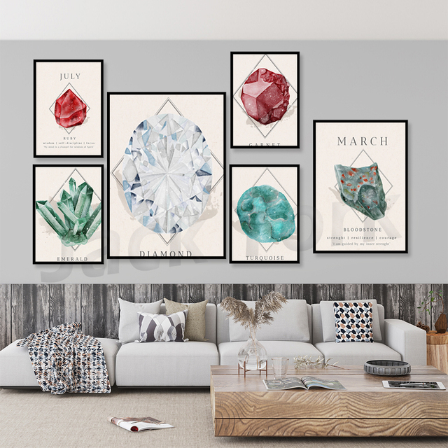 Akwarelowy plakat z cytatami i słowami inspiracji - Birthstone Wall Art - Mantra w stylu boho - Wianko - 4