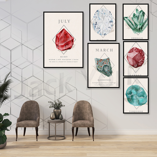 Akwarelowy plakat z cytatami i słowami inspiracji - Birthstone Wall Art - Mantra w stylu boho - Wianko - 5