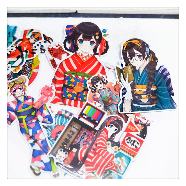 Paczka 16 sztuk japońskie naklejki na etykiety w motywie kimono dla fanek Kawaii Planner Scrapbooking - Wianko - 3