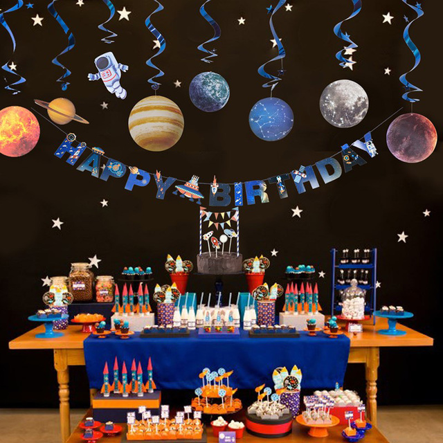 Kosmos Urodziny - Balony Rakietowe, Talerze, Obrus, Planeta Galaxy - Dekoracje DIY - Wianko - 2