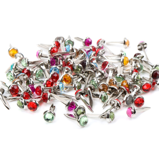 Pinezki metalowe rhinestone, 40 sztuk, mieszane, okrągłe, do scrapbookingu, zdobienia i dekoracji rzemiosłem, 16x7mm - Wianko - 1